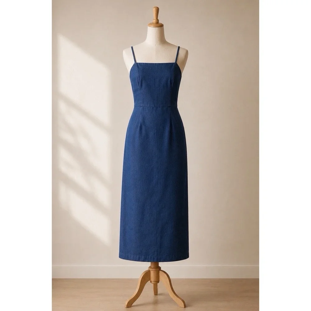 Jason Wu Collection Blue Denim Look Midi‎ Slip Dress Minimalist Womens Small